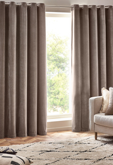 Heavy Chenille Eyelet, Greige - Ready Made Curtains